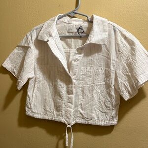 Zara Cream Shirt with Pink Stripes